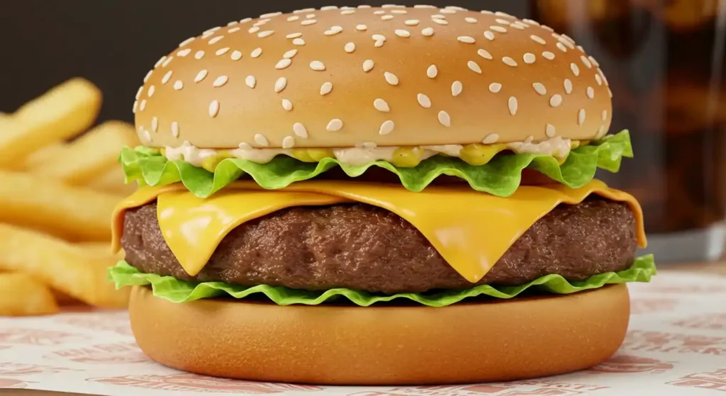 Delicious Jr. Cheeseburger with juicy beef patty, melted cheese, and fresh toppings on a soft bun.